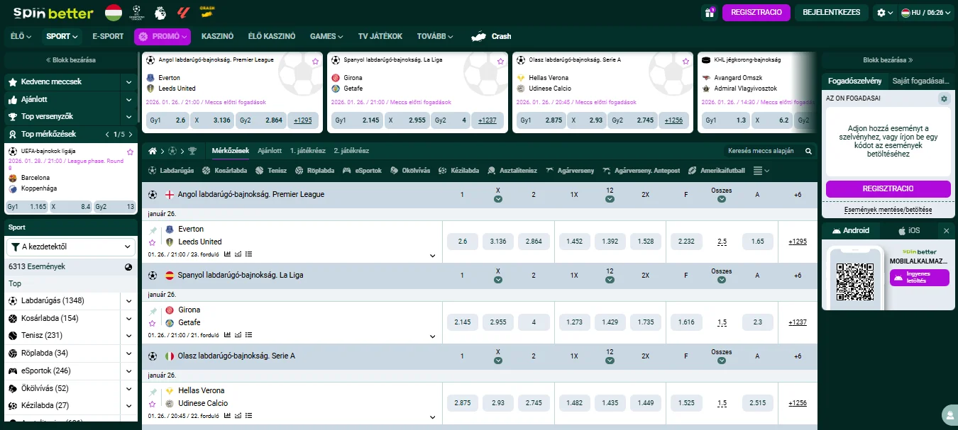 SpinBetter sportfogadás